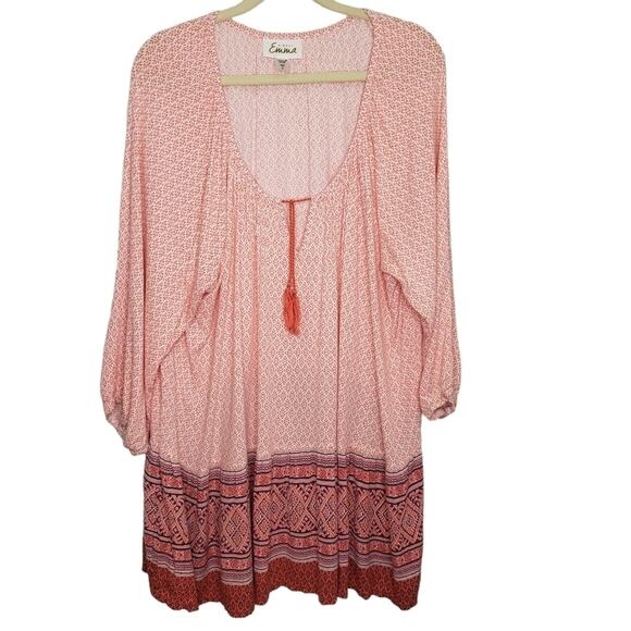 Simply Emma Tasseled Tie Scoop Neck Peasant Top 3X - Picture 1 of 9